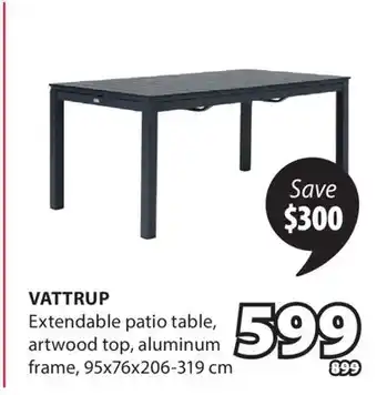JYSK VATTRUP Extendable patio table offer