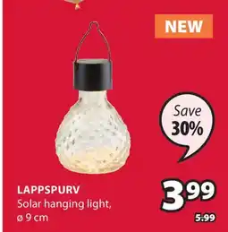 JYSK Lappspurv Solar hanging light offer
