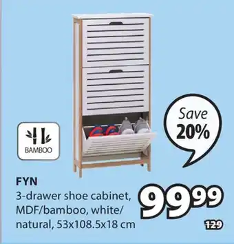 JYSK Fyn 3-drawer shoe cabinet offer