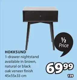 JYSK Hokksund 1-drawer nightstand offer