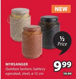 JYSK MYRSANGER Outdoor lantern, battery operated, steel, ø offer