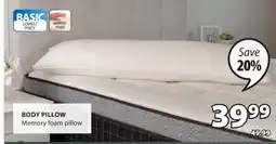 JYSK BODY PILLOW Memory foam offer