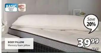 JYSK BODY PILLOW Memory foam offer
