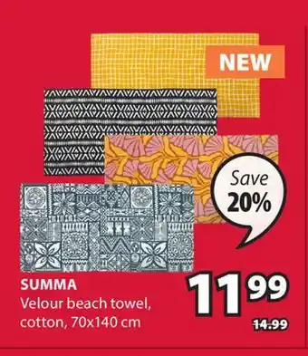 JYSK Summa Velour beach towel offer
