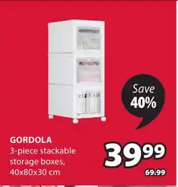 JYSK GORDOLA 3-piece stackable storage boxes offer