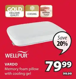 JYSK Wellpur Vardo Memory foam pillow with cooling gel offer