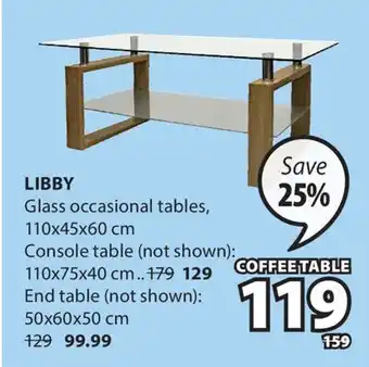 JYSK LIBBY Glass occasional tables offer