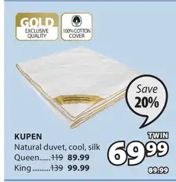 JYSK KUPEN Natural duvet, cool, silk Queen offer