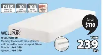 JYSK WELLPUR F30 Memory foam mattress offer