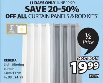 JYSK REBEKA Light filtering curtain offer