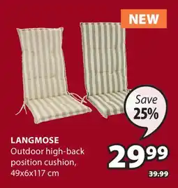 JYSK Langmose Outdoor high-back position cushion offer