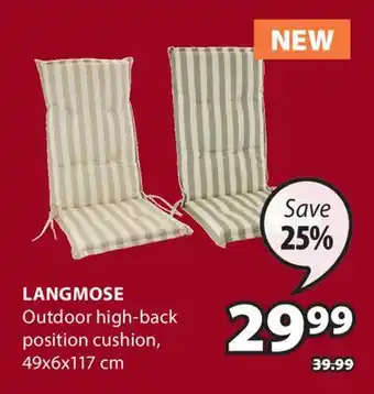 JYSK Langmose Outdoor high-back position cushion offer
