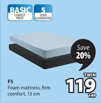 JYSK F5 Foam mattress offer