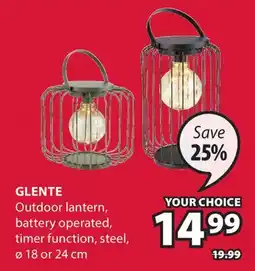 JYSK GLENTE Outdoor lantern offer