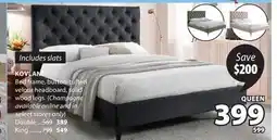 JYSK KOVLAND Bed frame, button-tufted velour headboard offer