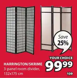 JYSK HARRINGTON/SKRIME 3-panel room divider offer