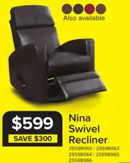 Leon's Nina Swivel Glider Recliner - Dark Brown offer
