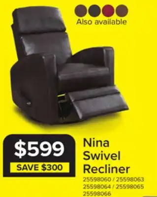 Leon's Nina Swivel Glider Recliner - Dark Brown offer