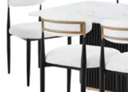 The Brick Kort & Co. Capri 7pc Dining Set with Table & 6 Chairs, Gold Accent, Pedestal Base, 72W - Black offer