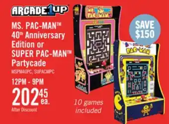 The Brick Arcade1up Ms. PAC-MAN Portable Partycade 40th Anniversary Edition offer