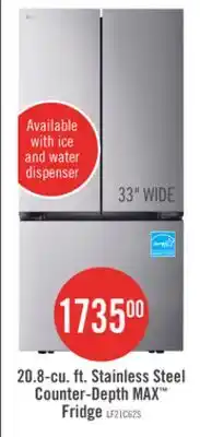 The Brick LG 33 21 Cu. Ft. French-Door Counter-Depth MAX Refrigerator - Smudge Proof Stainless Steel - LF21C offer