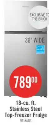 The Brick Hisense 30 18 Cu. Ft. Top-Mount Refrigerator - Stainless Steel - RT18A2FID offer