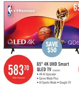 The Brick Hisense 65 QLED 4K UHD HDR10+ Dolby Vision 60Hz Google Smart TV (65QD6N) offer