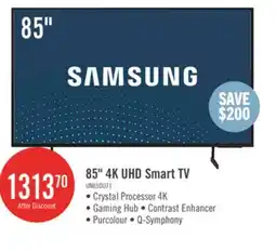 The Brick Samsung 85 4K UHD Direct Lit PurColour HDR10+ 60Hz Smart TV (UN85DU7100FXZC) offer