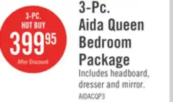 The Brick Aida 3pc Bedroom Set with Headboard, Dresser & Mirror, Made in Canada, Brown - Queen Size offer