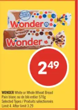 Shoppers Drug Mart WONDER White or Whole Wheat Bread offer