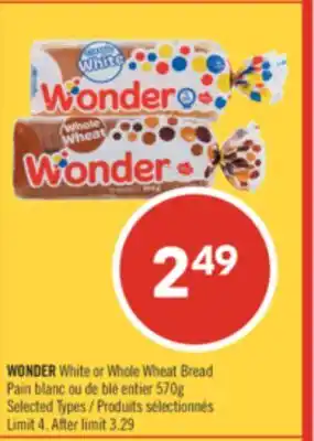 Shoppers Drug Mart WONDER White or Whole Wheat Bread offer