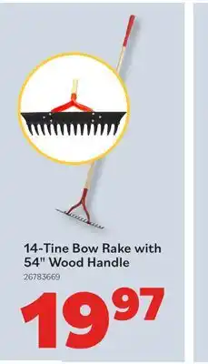 Matériaux Pont Masson 14-Tine Bow Rake with 54 Wood Handle offer