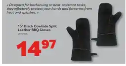 Matériaux Pont Masson 15 Black Cowhide Split Leather BBQ Gloves offer