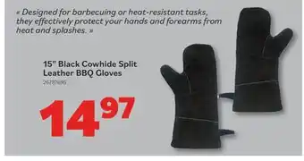 Matériaux Pont Masson 15 Black Cowhide Split Leather BBQ Gloves offer