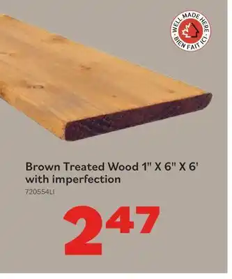 Matériaux Pont Masson Brown Treated Wood 1x6x6 *Imperfect offer