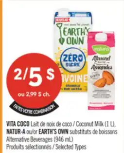 Pharmaprix VITA COCO Coconut Milk (1 L), NATUR-A or EARTH'S OWN Alternative Beverages (946 mL) offer