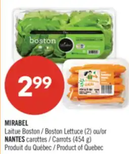 Pharmaprix MIRABEL Boston Lettuce (2) or Carrots (454 g) offer