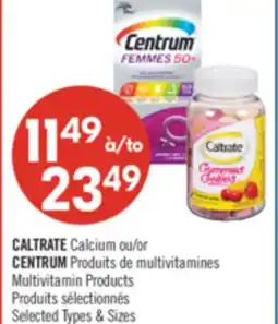 Pharmaprix CALTRATE Calcium or CENTRUM Multivitamin Products offer