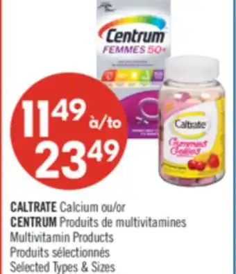 Pharmaprix CALTRATE Calcium or CENTRUM Multivitamin Products offer