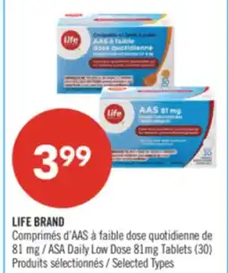 Pharmaprix LIFE BRAND ASA Daily Low Dose 81mg Tablets (30) offer