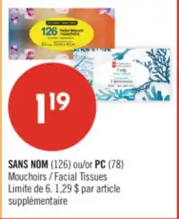 Pharmaprix NO NAME (126) or PC (78) Facial Tissues offer