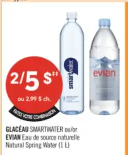 Pharmaprix GLACÉAU SMARTWATER or EVIAN Eau de source naturelle Natural Spring Water offer