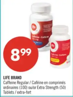 Pharmaprix LIFE BRAND Caffeine Regular (100) or Extra Strength (50) Tablets offer
