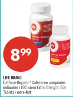 Pharmaprix LIFE BRAND Caffeine Regular (100) or Extra Strength (50) Tablets offer