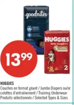 Pharmaprix HUGGIES Jumbo Diapers or Training Underwear offer