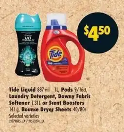 No Frills Tide Liquid, Pods, Laundry Detergent, Downy Fabric Softener, Scent Boosters, Bounce Dryer Sheets offer