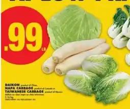 No Frills Daikon, Napa Cabbage, Taiwanese Cabbage offer