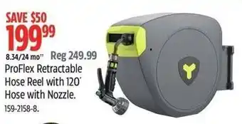 Canadian Tire Yardworks proflex retractable hose reel with 120' hose with nozzle offer