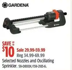 Canadian Tire Gardenia selected nozzles and oscillating sprinkler offer