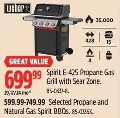 Canadian Tire Weber Spirit E-425 Propane Gas Grill with Sear Zone offer